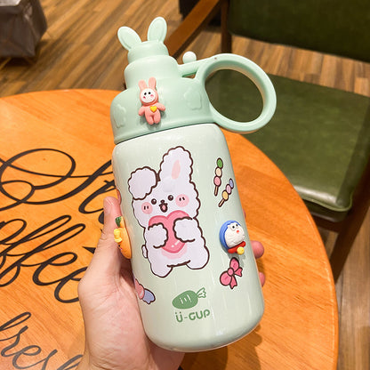 Cute Cartoon Straw Thermos Mug