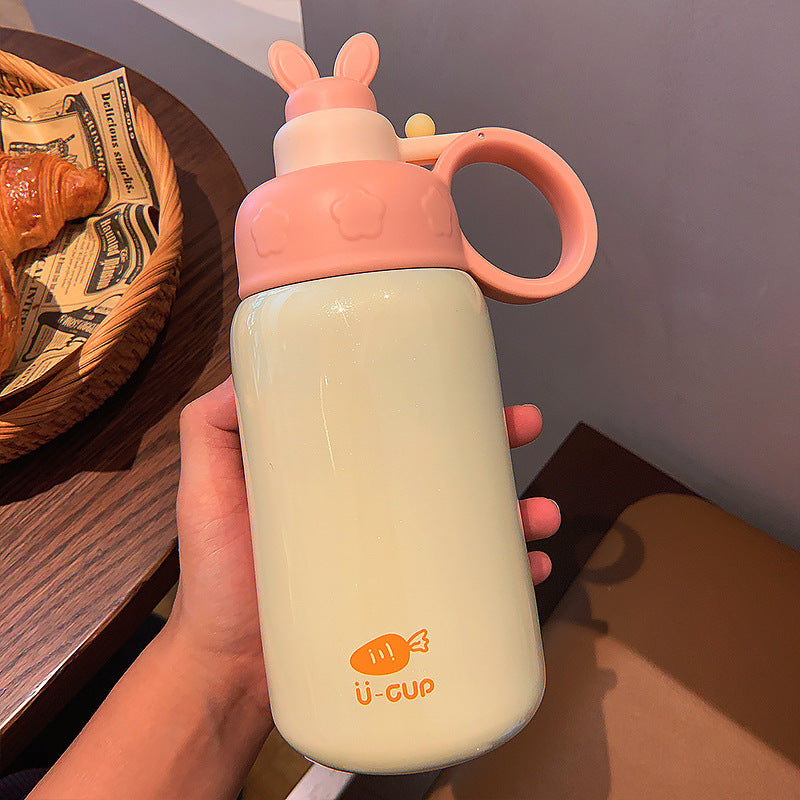 Cute Cartoon Straw Thermos Mug